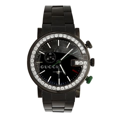 diamond gucci watches 3.5 ct mens chrono|men's gucci watch diamond bezel.